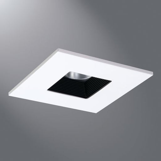 Halo LED Downlight Trim 4", Square Baffle Trim w/ Solite(R) Regressed Lens, Black Baffle - White Ring - Shower Rated