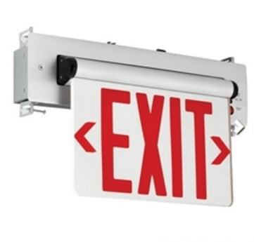 Compass CELR1RNE LED Exit Sign by Hubbell, Edge-Lit, Single-Face, Recessed Mount w/ Red Letters