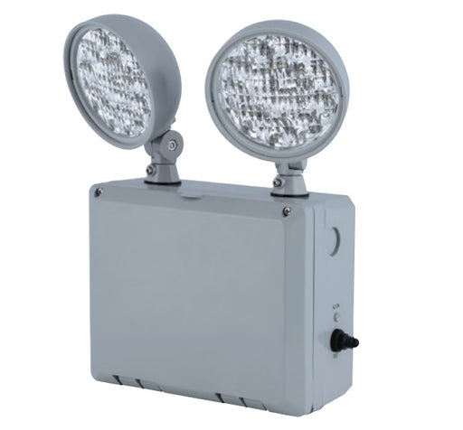 Compass CU2WG LED Emergency Light by Hubbell, Wet Location, 2-Lamps w/ Adjustable Heads - Grey