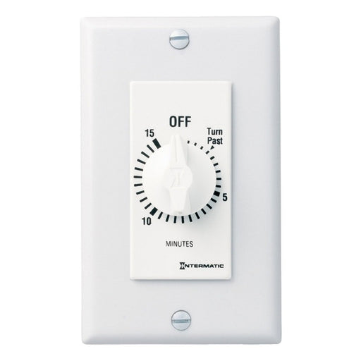 Intermatic FD15MHW Timer Switch, 125V-277V 15 Min. w/Hold SPST In-Wall Mechanical Spring Wound Countdown - White