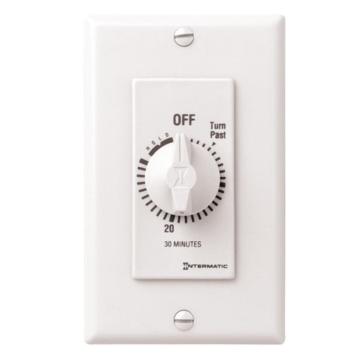 Intermatic FD30MHW Timer Switch, 125V-277V 30 Min. w/Hold SPST In-Wall Mechanical Spring Wound Countdown - White