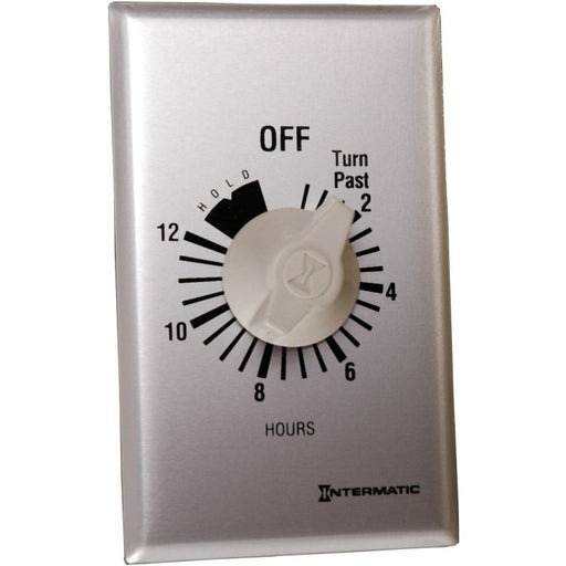 Intermatic FF12HHC Timer Switch, 125V-277V Commercial 12 Hr. w/Hold SPST In-Wall Mechanical Spring Wound Countdown - Gray