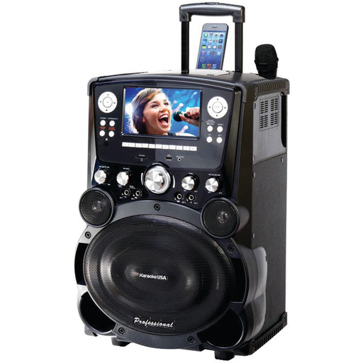 KARAOKE USA(TM) GP978 Professional DVD/CD+G/MP3+G Bluetooth(R) Karaoke System with 7" TFT Color Screen & Tote Wheels