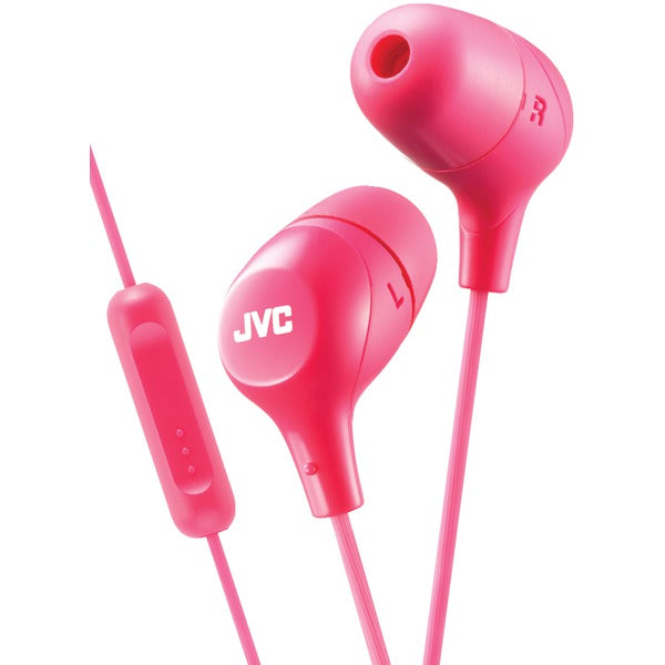 JVC(R) HAFX38MP JVC HAFX38MP Marshmallow Inner-Ear Headphones with Microphone (Pink)