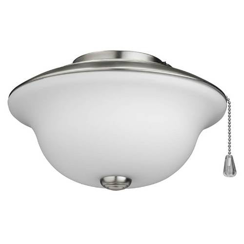 Nutone Fan, Traditional Indoor Ceiling Fan Light Kit with Frosted White Glass - Brushed Steel Trim