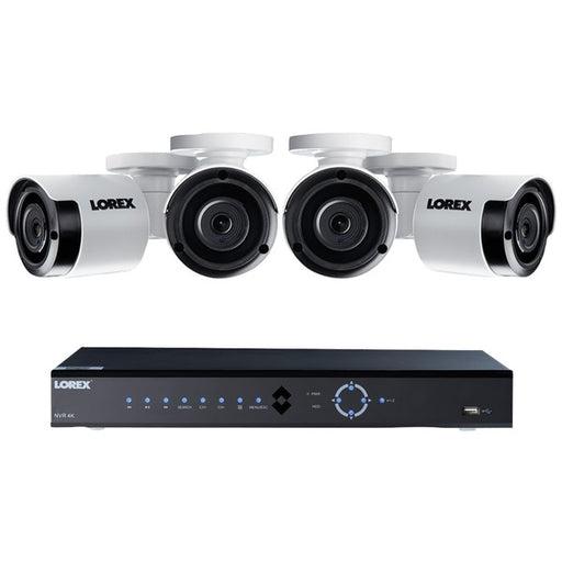LOREX(R) LNK71082T45B Lorex LNK71082T45B 8-Channel 4K 2TB PoE NVR with Four 5.0-Megapixel Color Night Vision Indoor/Outdoor Security Cameras