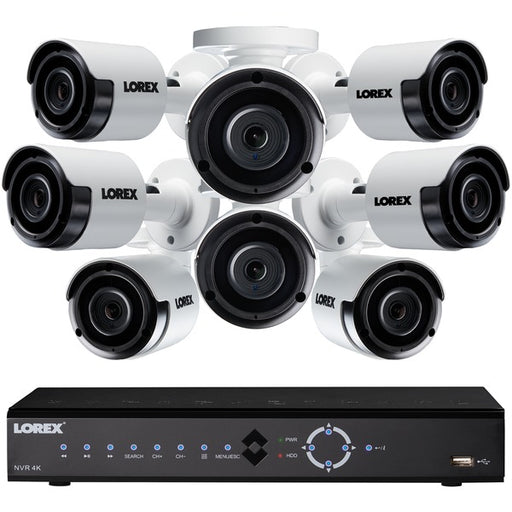 LOREX(R) LNK72163T85B Lorex LNK72163T85B 16-Channel 4K 3TB NVR with Eight 5.0-Megapixel Color Night Vision Indoor/Outdoor Security Cameras