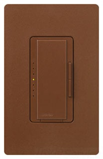 Lutron LED Dimmer, Rocker w/ Tap On/Off, Fade to Off Switch, 1-Pole/3-Way/Multi-Location, 120 VAC at 60 Hz, Dimmable CFL/LED, Incandescent/Halogen, 150W (CFL/LED), 600W (Incandescent/Halogen) - Satin Sienna