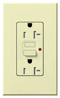 Lutron GFCI Outlet, Duplex w/ LED Indicator Light, 5-20R, 20A, 125V, 2-Pole, 3-Wire, Back Wired, Commercial/Residential Grade - Matte Almond