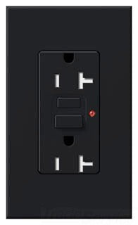 Lutron GFCI Outlet, Duplex w/ LED Indicator Light, 5-20R, 20A, 125V, 2-Pole, 3-Wire, Back Wired, Commercial/Residential Grade - Matte Black