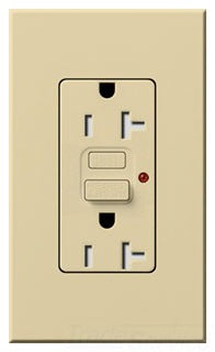Lutron GFCI Outlet, Duplex w/ LED Indicator Light, 5-20R, 20A, 125V, 2-Pole, 3-Wire, Back Wired, Commercial/Residential Grade - Matte Ivory