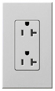 Lutron Duplex Outlet, 125 VAC at 60 Hz, 20A, 5-20R, Commercial, Residential Grade Dimming Receptacle - Matte White