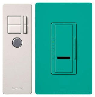 Lutron Wall Dimmer, 120 VAC at 60 Hz, 600W, Multi-Location, Touch Rocker w/ Tap On/Off, Fade to Off Switch - Satin Turquoise