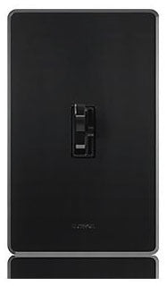 Lutron Wall Dimmer, 120VAC at 60 Hz, 1000W, 3-Way, Preset Slide w/ Toggle On/Off Switch - Gloss Black