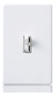 Lutron Wall Dimmer, 1000W, 120VAC at 60 Hz, 3-Way, Preset Slide w/ Toggle On/Off Switch - Gloss White