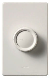 Lutron Wall Dimmer, 600W, 120VAC at 60 Hz, 1-Pole, Rotary Push On/Off Knob - Gloss White