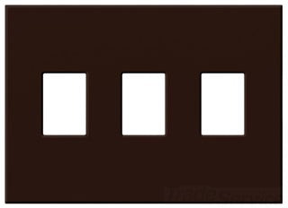 Lutron Decora-Style Wall Plate, 3-Gang, Standard, Dimmer/Switch, Architectural - Matte Brown