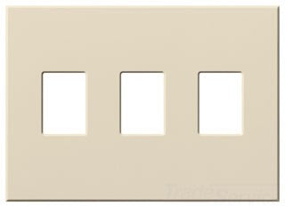 Lutron Decora-Style Wall Plate, 3-Gang, Standard, Dimmer/Switch, Architectural - Matte Light Almond