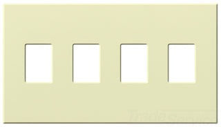 Lutron Decora-Style Wall Plate, 4-Gang, Standard, Dimmer/Switch, Architectural - Matte Almond