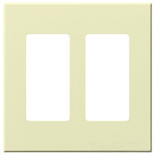 Lutron Decora-Style Wall Plate, 2-Gang, Standard, Jack/Receptacle, Architectural - Matte Almond