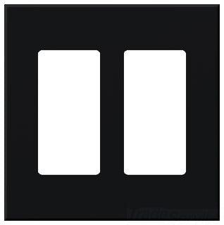Lutron Decora-Style Wall Plate, 2-Gang, Standard, Jack/Receptacle, Architectural - Matte Black