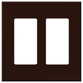 Lutron Decora-Style Wall Plate, 2-Gang, Standard, Jack/Receptacle, Architectural - Matte Brown
