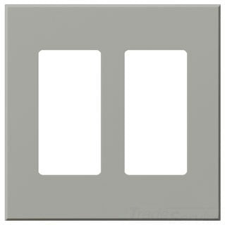 Lutron Decora-Style Wall Plate, 2-Gang, Standard, Jack/Receptacle, Architectural - Matte Gray