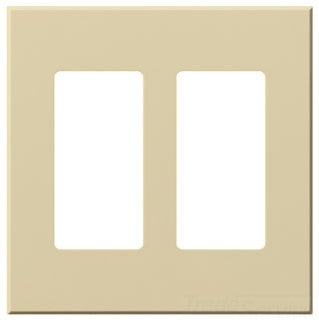 Lutron Decora-Style Wall Plate, 2-Gang, Standard, Jack/Receptacle, Architectural - Matte Ivory