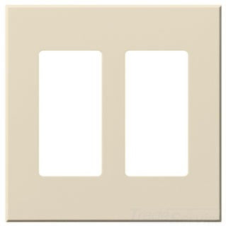 Lutron Decora-Style Wall Plate, 2-Gang, Standard, Jack/Receptacle, Architectural - Matte Light Almond