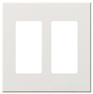 Lutron Decora-Style Wall Plate, 2-Gang, Standard, Jack/Receptacle, Architectural - Matte White