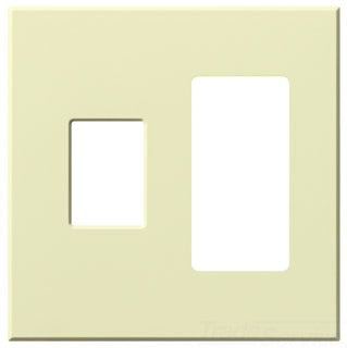 Lutron Decora-Style Wall Plate, 2-Gang, Standard, Dimmer/Switch, Jack/Receptacle, Architectural - Matte Almond