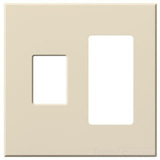 Lutron Decora-Style Wall Plate, 2-Gang, Standard, Dimmer/Switch, Jack/Receptacle, Architectural - Matte Light Almond