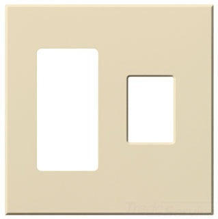 Lutron Decora-Style Wall Plate, 2-Gang, Standard, Jack/Receptacle, Dimmer/Switch, Architectural - Matte Beige