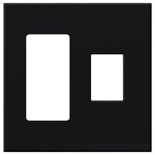 Lutron Decora-Style Wall Plate, 2-Gang, Standard, Jack/Receptacle, Dimmer/Switch, Architectural - Matte Black