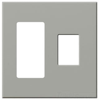 Lutron Decora-Style Wall Plate, 2-Gang, Standard, Jack/Receptacle, Dimmer/Switch, Architectural - Matte Gray