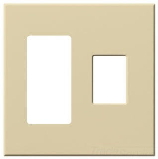 Lutron Decora-Style Wall Plate, 2-Gang, Standard, Jack/Receptacle, Dimmer/Switch, Architectural - Matte Ivory