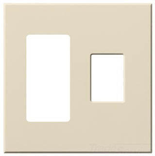 Lutron Decora-Style Wall Plate, 2-Gang, Standard, Jack/Receptacle, Dimmer/Switch, Architectural - Matte Light Almond