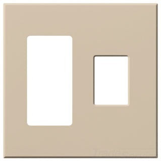 Lutron Decora-Style Wall Plate, 2-Gang, Standard, Jack/Receptacle, Dimmer/Switch, Architectural - Matte Taupe
