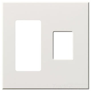 Lutron Decora-Style Wall Plate, 2-Gang, Standard, Jack/Receptacle, Dimmer/Switch, Architectural - Matte White