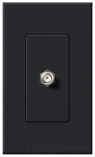 Lutron Cable Jack, Face Plate with Jack, (1) F Coaxial, 1-Gang - Matte Black