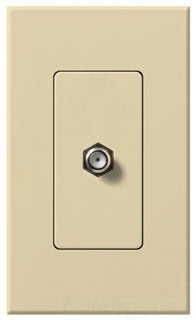 Lutron Cable Jack, Face Plate with Jack, (1) F Coaxial, 1-Gang - Matte Ivory