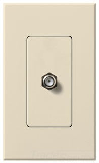 Lutron Cable Jack, Face Plate with Jack, (1) F Coaxial, 1-Gang - Matte Light Almond