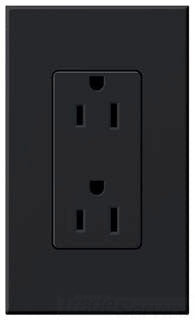 Lutron Duplex Outlet, 125 VAC at 60 Hz, 15A, 5-15R, Commercial, Residential Grade Dimming Receptacle - Matte Black