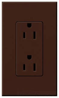 Lutron Duplex Outlet, 125 VAC at 60 Hz, 15A, 5-15R, Commercial, Residential Grade Dimming Receptacle - Matte Brown