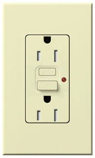 Lutron GFCI Outlet, Duplex w/ LED Indicator Light, 5-15R, 15A, 125V, 2-Pole, 3-Wire, Back Wired, Commercial/Residential Grade - Matte Almond