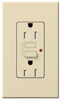 Lutron GFCI Outlet, Duplex w/ LED Indicator Light, 5-15R, 15A, 125V, 2-Pole, 3-Wire, Back Wired, Commercial/Residential Grade - Matte Beige