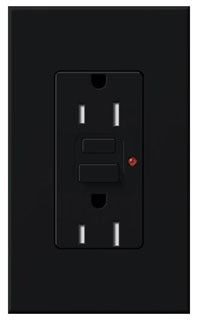 Lutron GFCI Outlet, Duplex w/ LED Indicator Light, 5-15R, 15A, 125V, 2-Pole, 3-Wire, Back Wired, Commercial/Residential Grade - Matte Black