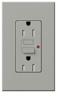 Lutron GFCI Outlet, Duplex w/ LED Indicator Light, 5-15R, 15A, 125V, 2-Pole, 3-Wire, Back Wired, Commercial/Residential Grade - Matte Gray