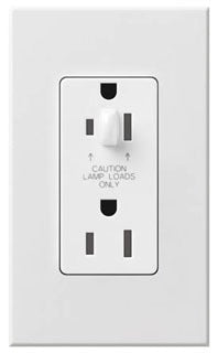 Lutron Duplex Outlet, 120/125 VAC at 60 Hz, 15A, 5-15R, Commercial/Residential/Specification Grade Half Dimming Receptacle - Matte White
