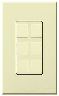 Lutron Non-Decora Wall Plate, 6-Port Designer Frame - Matte Almond